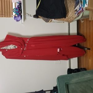 Red wrap and red pants